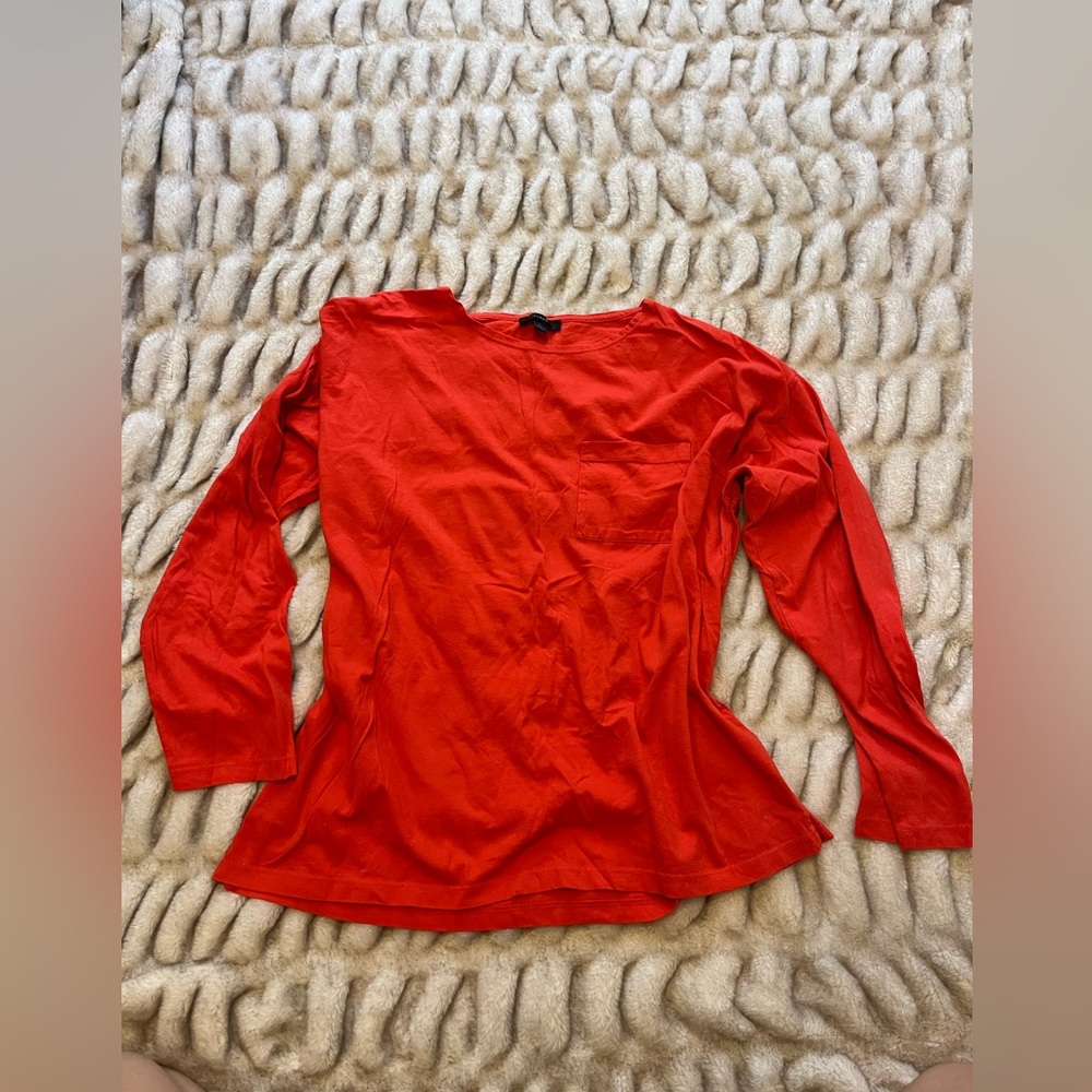 J. Crew Vibrant Red Long Sleeve Blouse